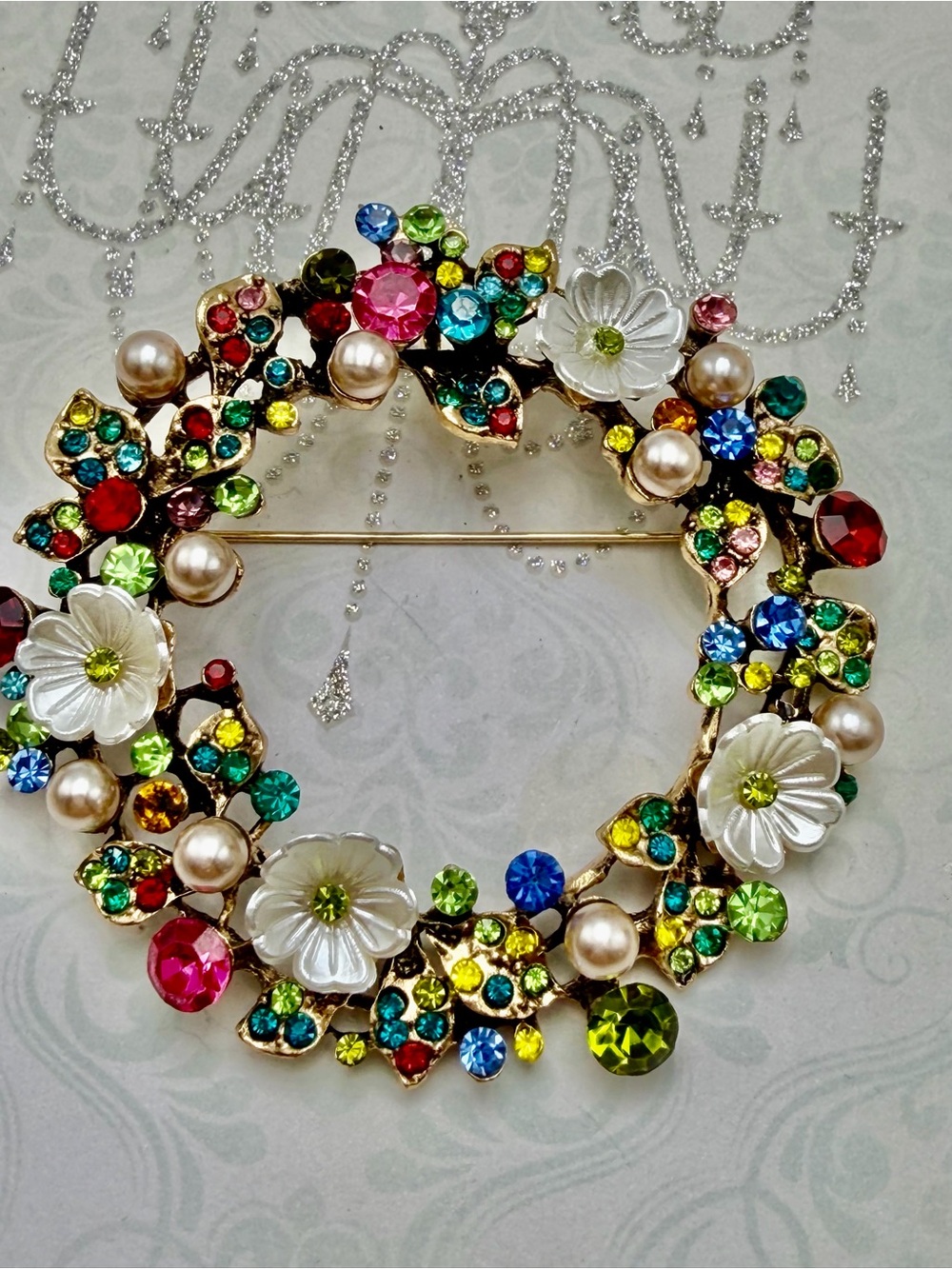 Floral Wreath Brooch -cz#776